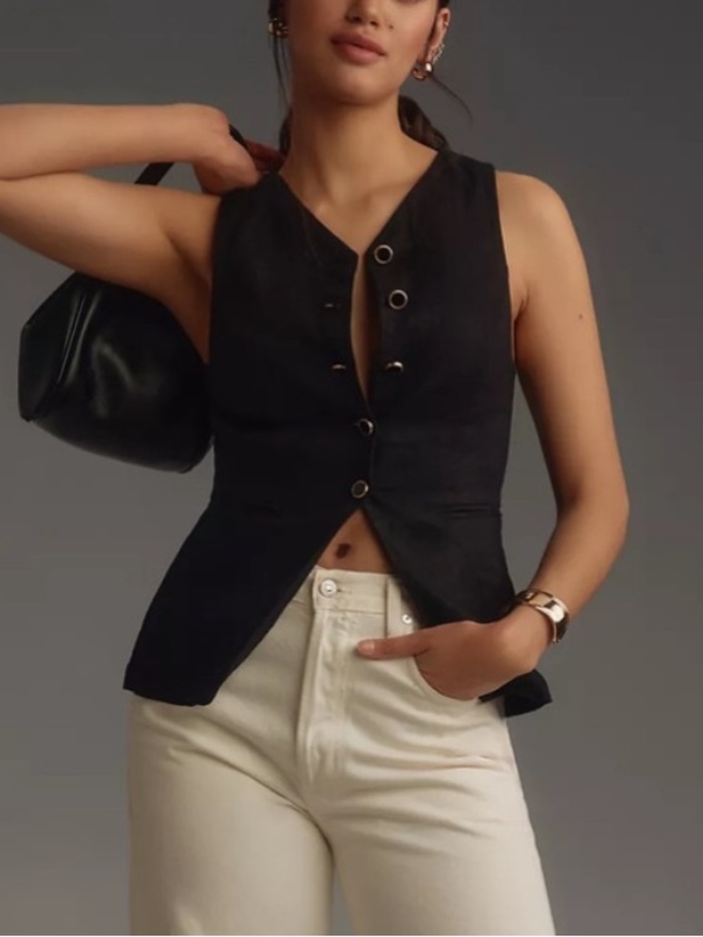 Reformation Aspen black 100% Linen Top Vest 8863
